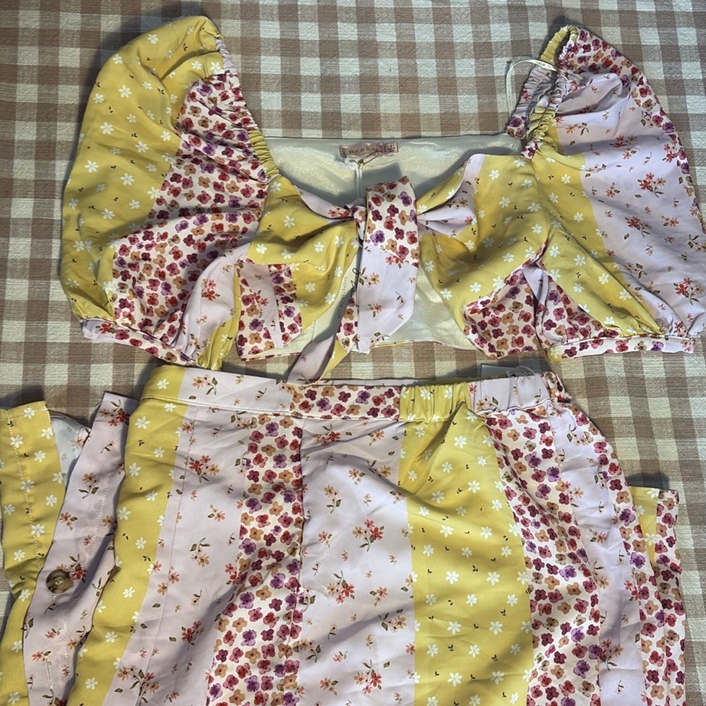 Floral Crop top and Skirt Set by Skylar Rose Size Sm NWT